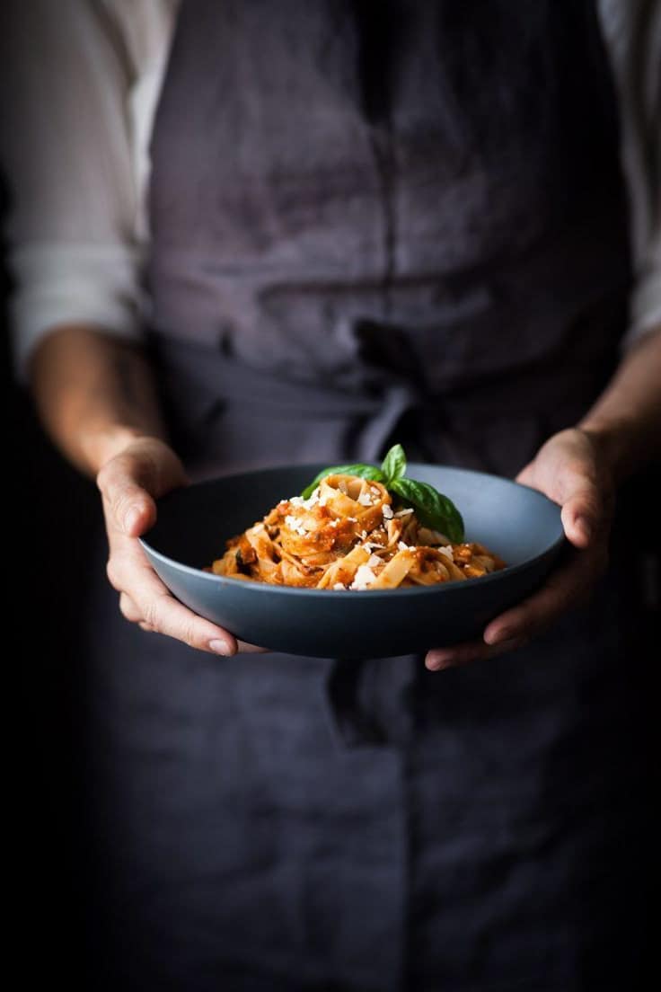 Tagliatelle con tomates secos
